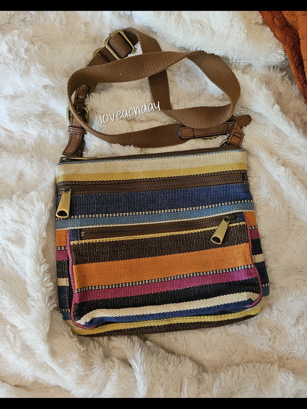 Fossil ☆ Boho Explorer Striped Canvas Crossbody Bag